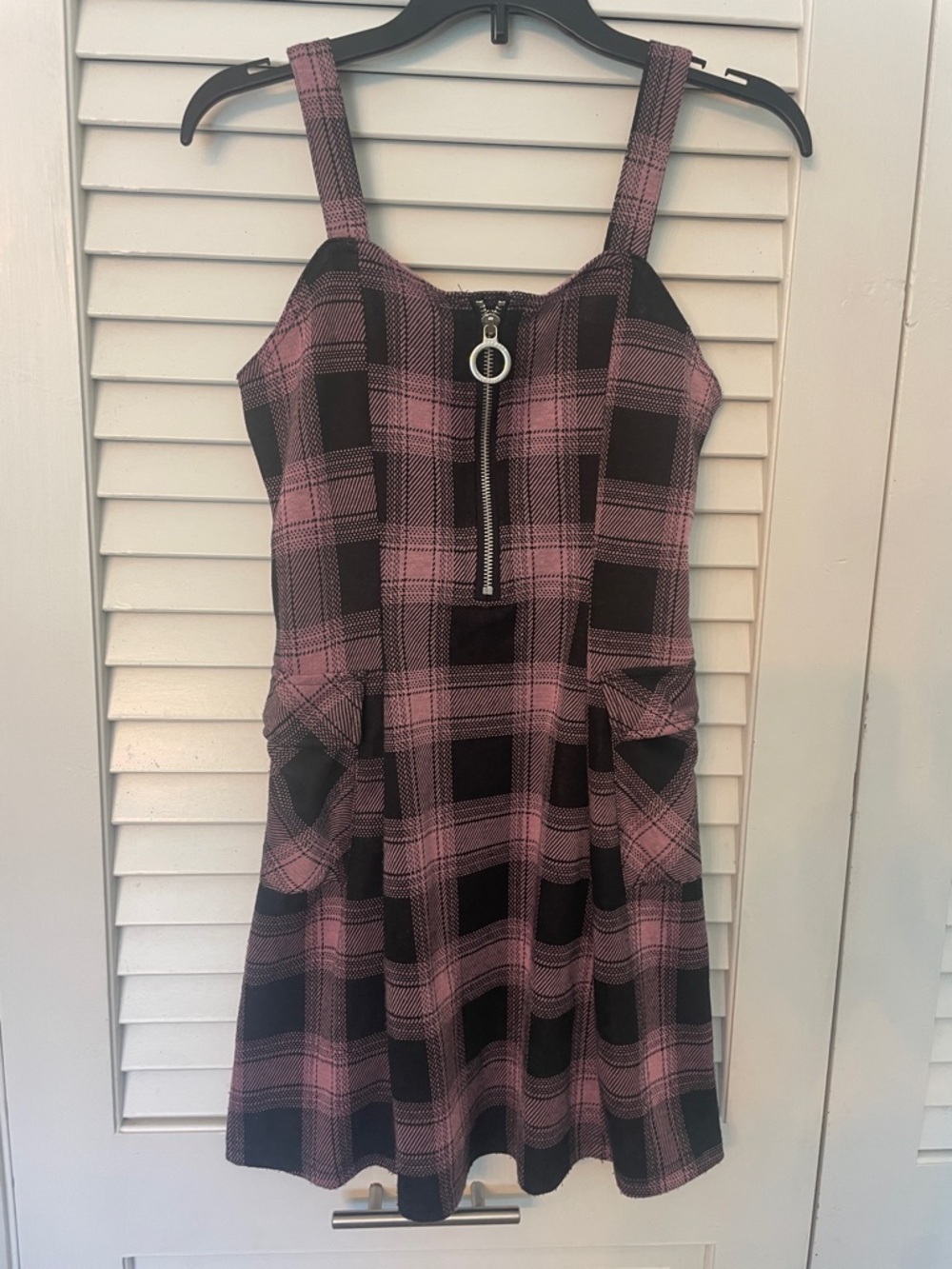 Limited Too Pink and Black Plaid Zip-Front Sundress